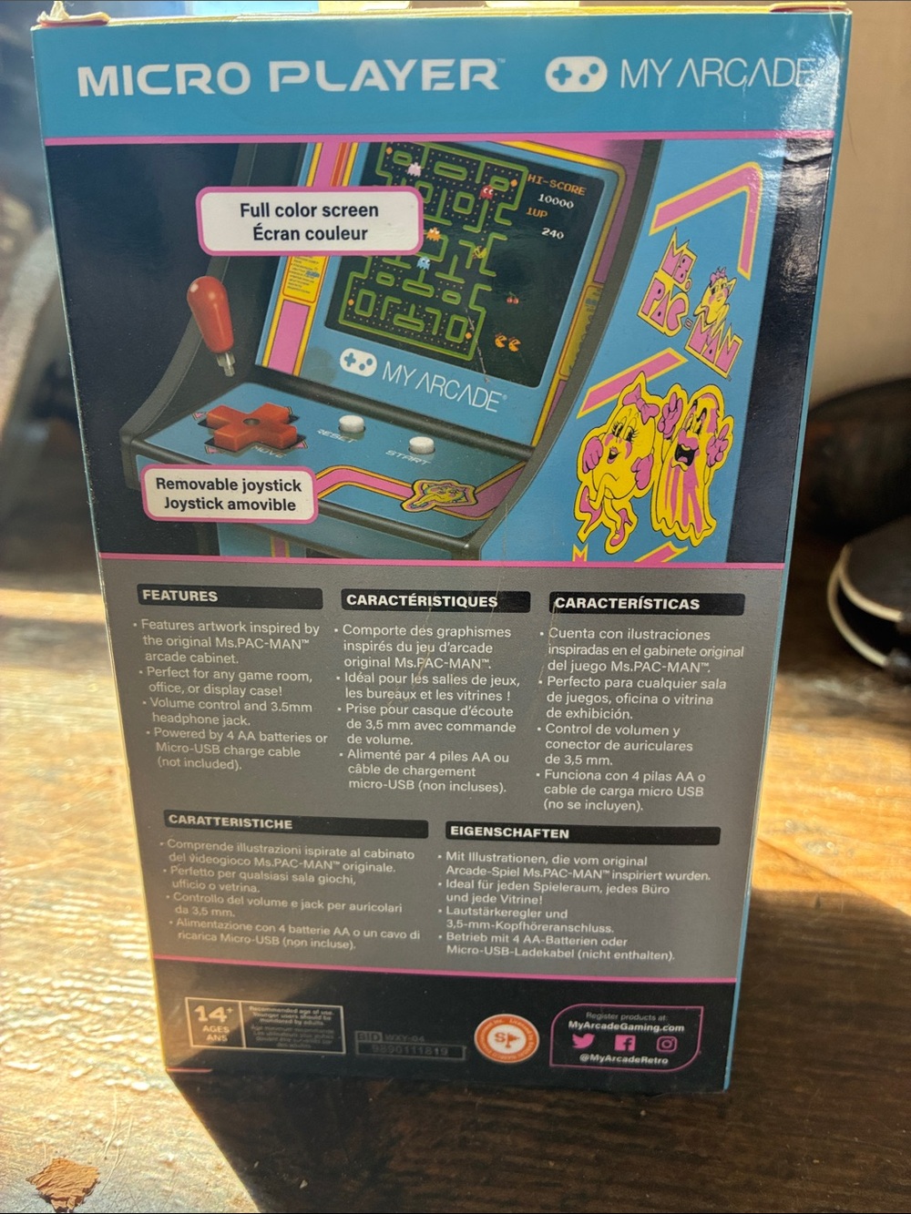 Arcade Ms. Pac-Man Retro Micro Arcade - Blue/Pink/Yellow - Picture 2 of 3